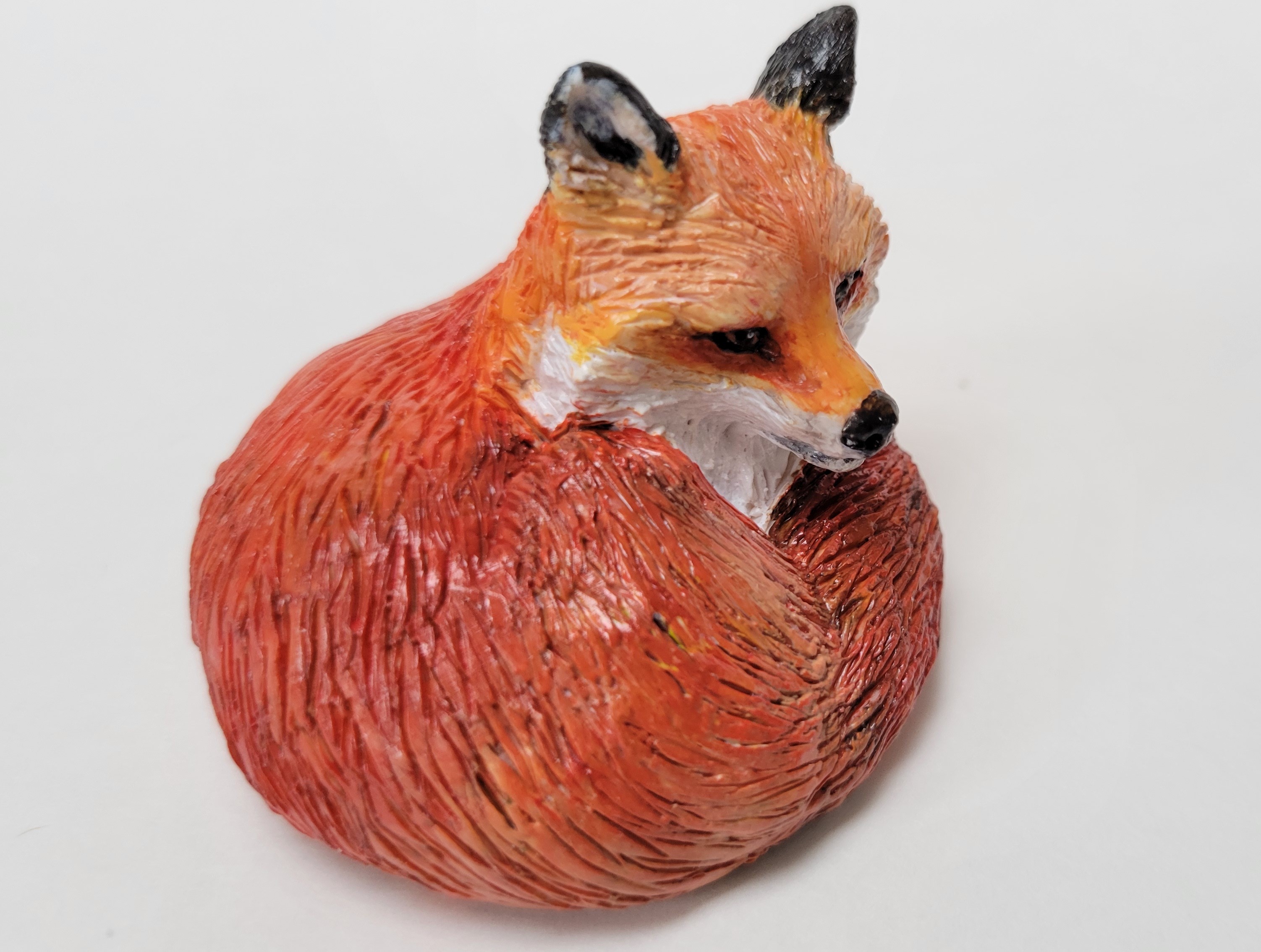 Red Fox Figurine - Realistic Polymer Clay Statue