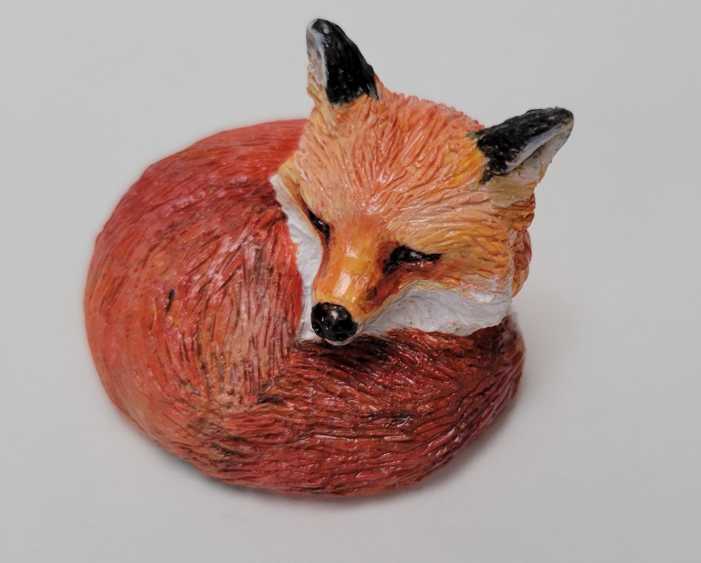 Red Fox Figurine - Realistic Polymer Clay Statue