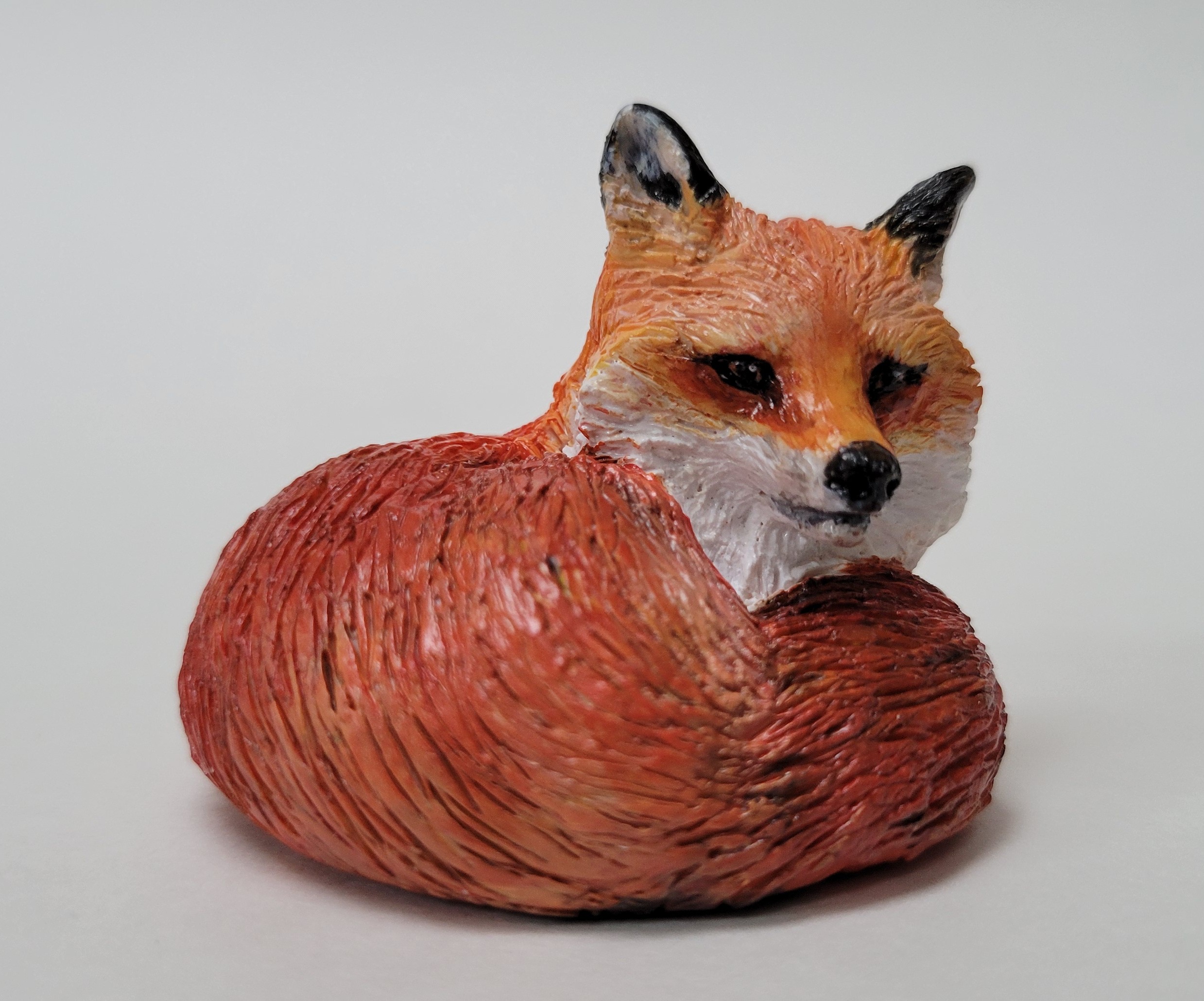 Red Fox Figurine - Realistic Polymer Clay Statue