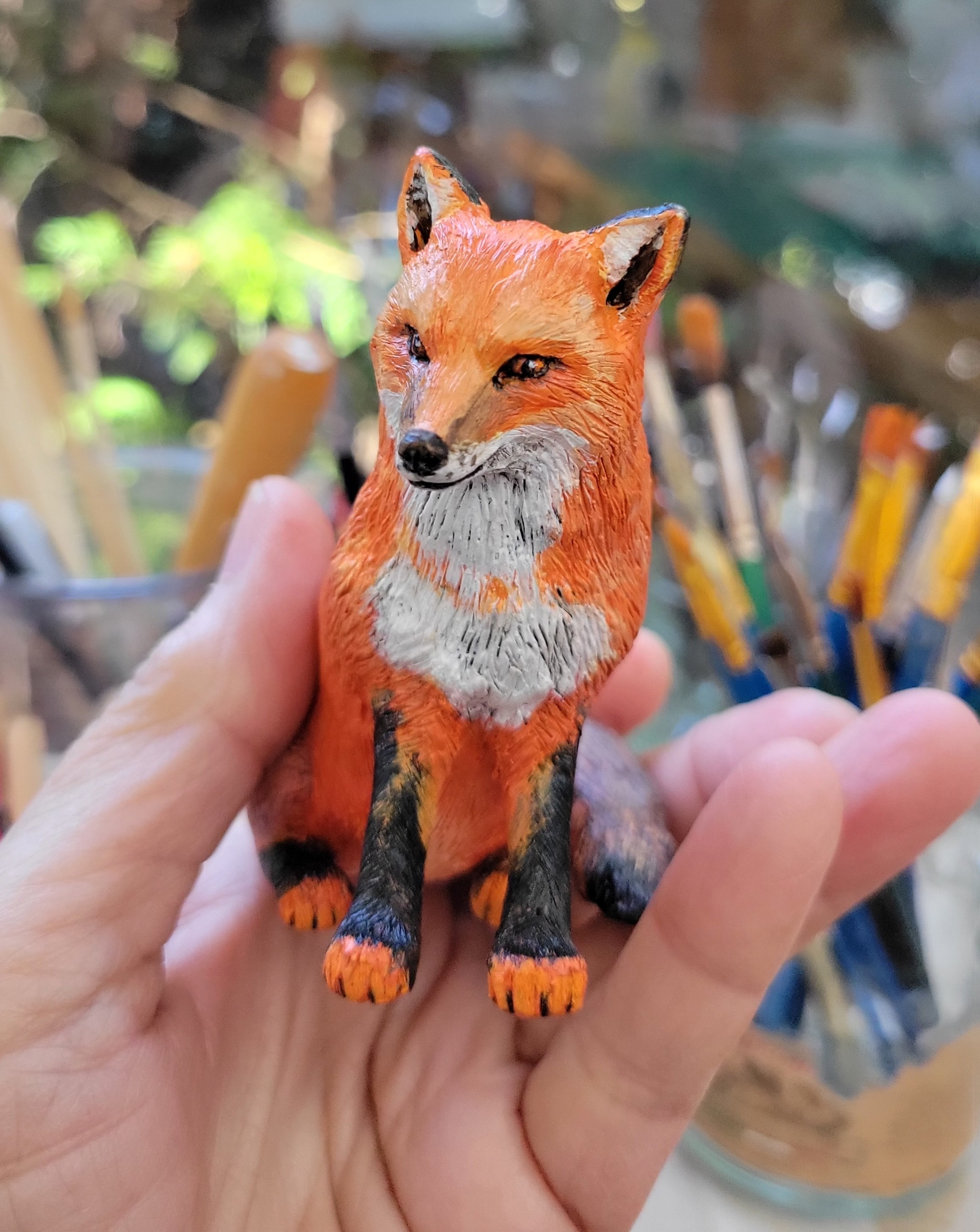 Polymer Clay Sitting Fox Figurine
