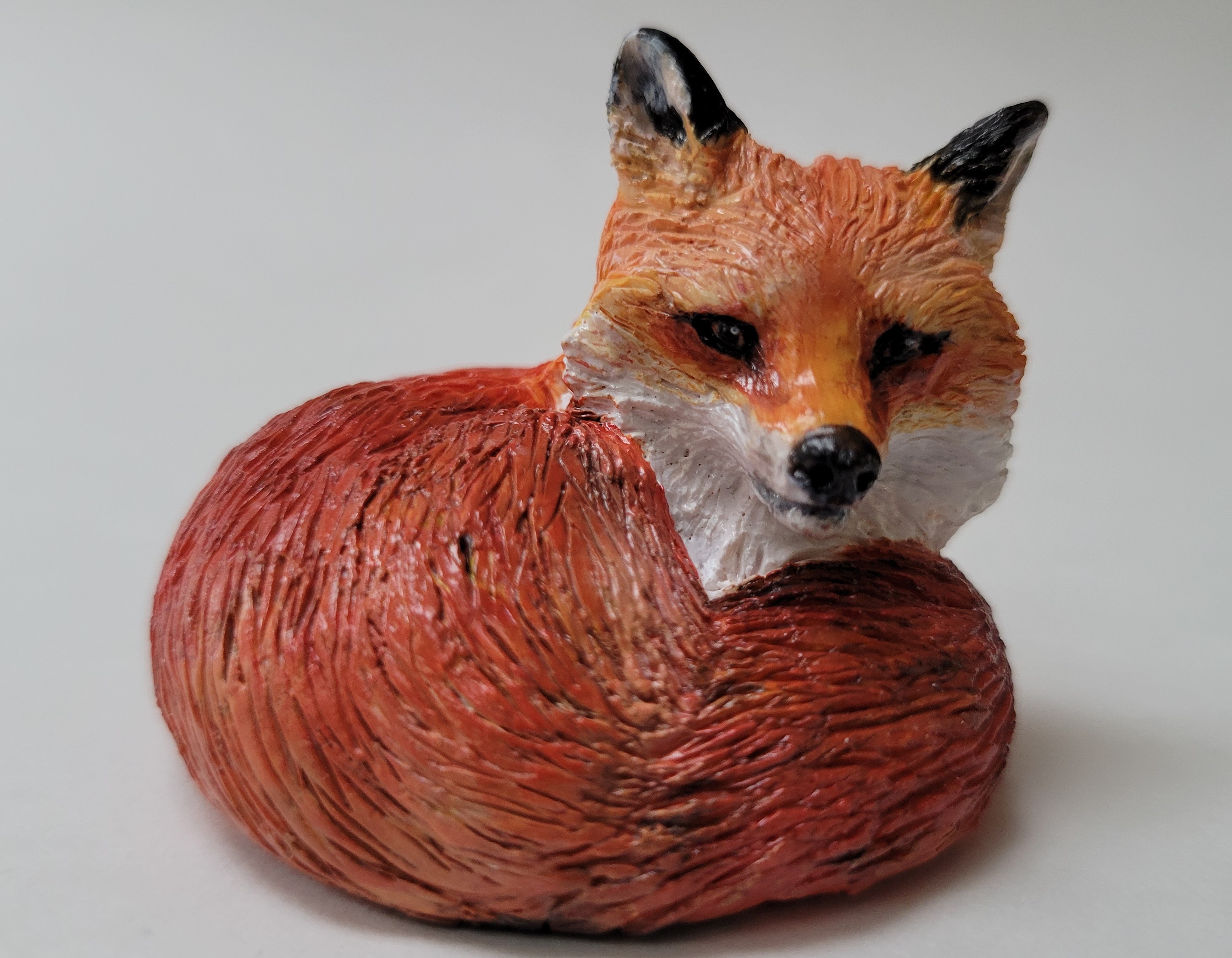 Red Fox Figurine - Realistic Polymer Clay Statue